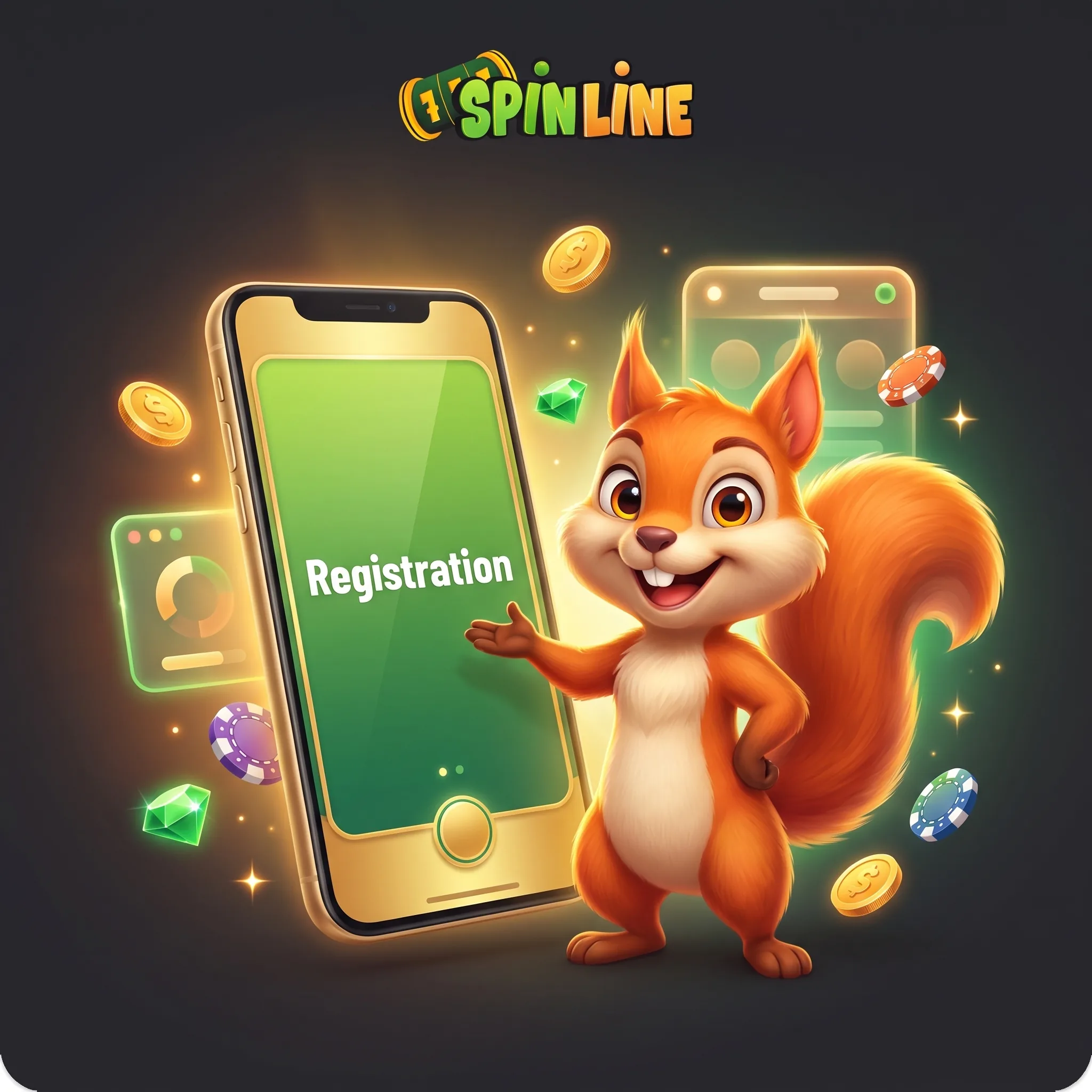 Spinline registration on a mobile screen